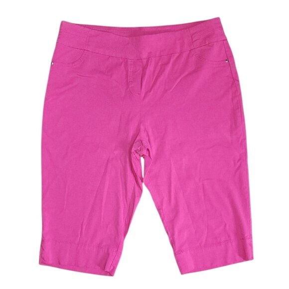 Alfred Dunner Pants Womens Size 14P 14 Petite Solid Pink Pull On Crop Comfort - Picture 1 of 5